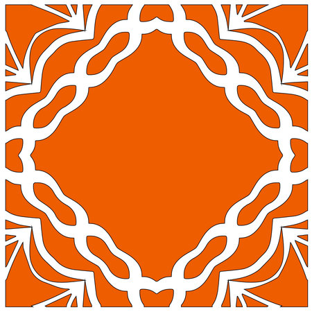 white frame with patterns on a red backgroundのイラスト素材