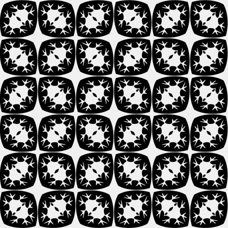 floral seamless pattern background.Geometric ornament for wallpapers and backgrounds. Black and white patternのイラスト素材