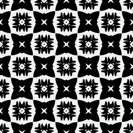 floral seamless pattern background.Geometric ornament for wallpapers and backgrounds. Black and white patternのイラスト素材