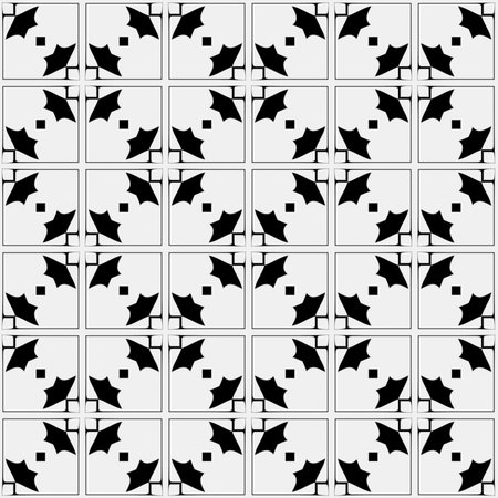 floral seamless pattern background.Geometric ornament for wallpapers and backgrounds. Black and white patternのイラスト素材