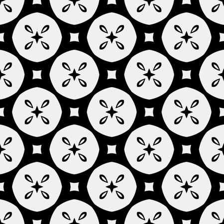 floral seamless pattern background.Geometric ornament for wallpapers and backgrounds. Black and white patternのイラスト素材