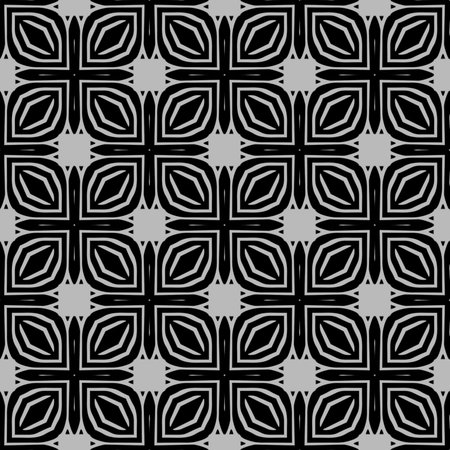 floral seamless pattern background.Geometric ornament for wallpapers and backgrounds. Black and white pattern.のイラスト素材