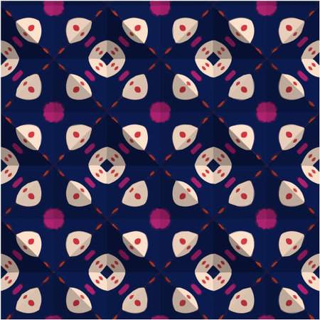 abstract drawing on uneven fabric or paper. seamless background with repeating symmetrical patterns.のイラスト素材