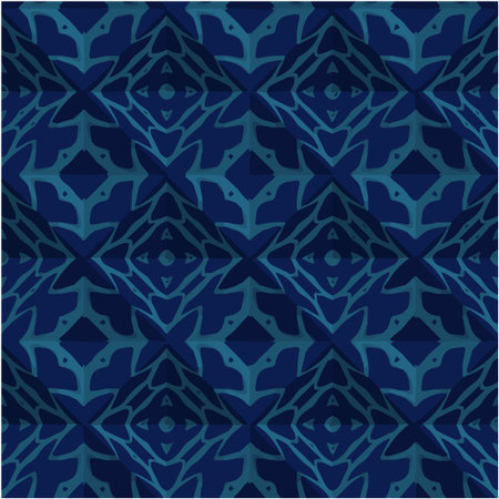 abstract drawing on uneven fabric or paper. seamless background with repeating symmetrical patterns.のイラスト素材