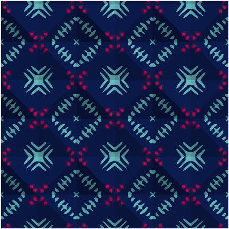abstract drawing on uneven fabric or paper. seamless background with repeating symmetrical patterns.のイラスト素材