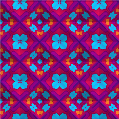 abstract drawing on uneven fabric or paper. seamless background with repeating symmetrical patterns.のイラスト素材