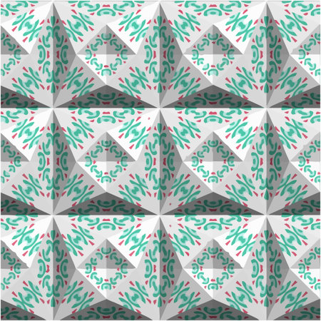 abstract drawing on uneven fabric or paper. seamless background with repeating symmetrical patterns.のイラスト素材