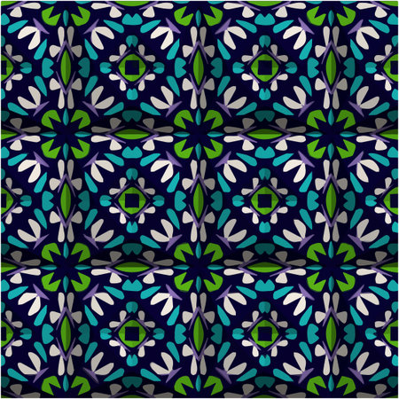 abstract drawing on uneven fabric or paper. seamless background with repeating symmetrical patterns.のイラスト素材