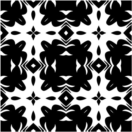 floral seamless pattern background.Geometric ornament for wallpapers and backgrounds. Black and white pattern.のイラスト素材