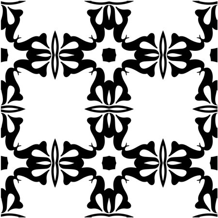 floral seamless pattern background.Geometric ornament for wallpapers and backgrounds. Black and white pattern.のイラスト素材