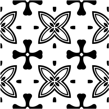 floral seamless pattern background.Geometric ornament for wallpapers and backgrounds. Black and white pattern.のイラスト素材