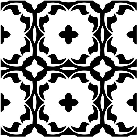 floral seamless pattern background.Geometric ornament for wallpapers and backgrounds. Black and white pattern.のイラスト素材