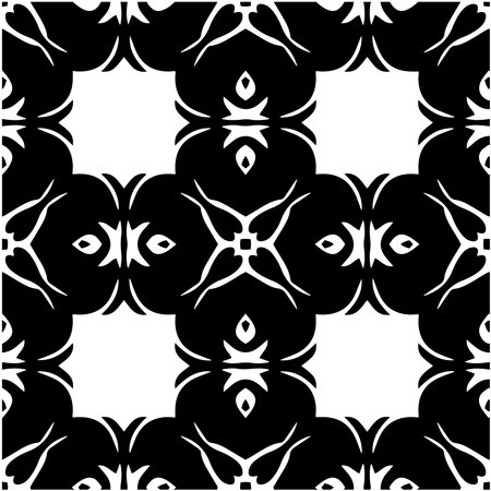 floral seamless pattern background.Geometric ornament for wallpapers and backgrounds. Black and white pattern.のイラスト素材