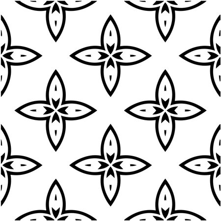 floral seamless pattern background.Geometric ornament for wallpapers and backgrounds. Black and white patternのイラスト素材