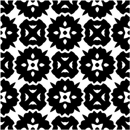 floral seamless pattern background.Geometric ornament for wallpapers and backgrounds. Black and...