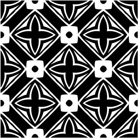 floral seamless pattern background.Geometric ornament for wallpapers and backgrounds. Black and white patternのイラスト素材