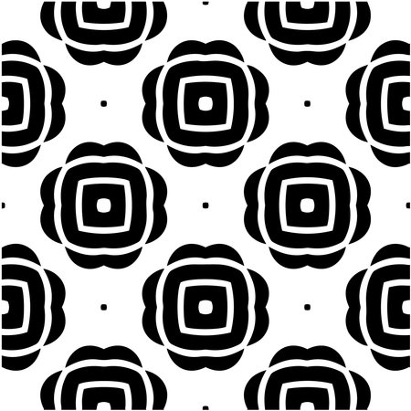floral seamless pattern background.Geometric ornament for wallpapers and backgrounds. Black and white patternのイラスト素材