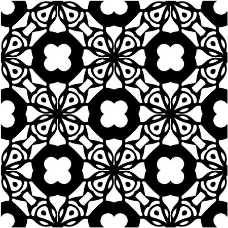 floral seamless pattern background.Geometric ornament for wallpapers and backgrounds. Black and white patternのイラスト素材