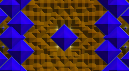 mosaic with multi-colored geometric shapes located randomly.