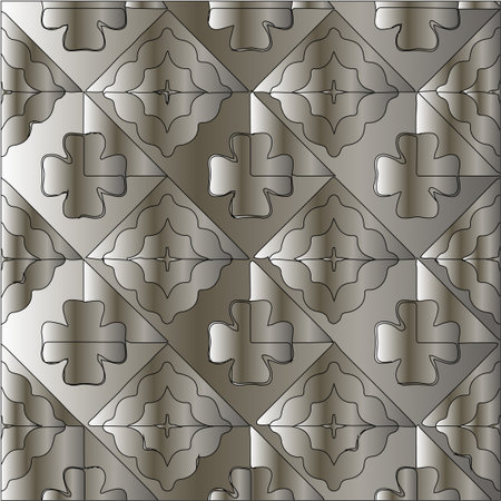 Silver metallic gradient with repeat Pattern. Abstract metallic background.のイラスト素材