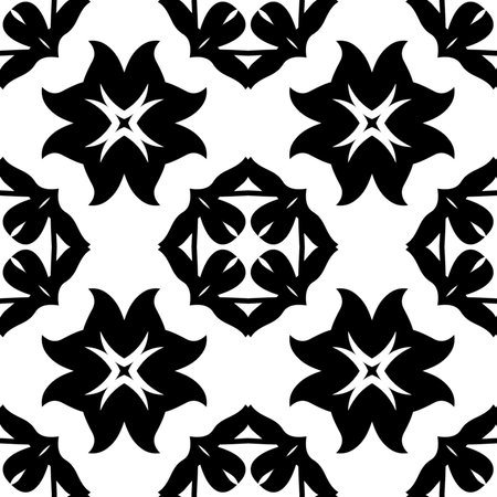 floral seamless pattern background.Geometric ornament for wallpapers and backgrounds. Black and white pattern.のイラスト素材