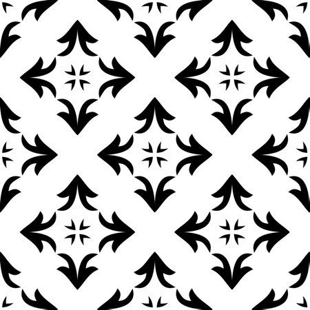 floral seamless pattern background.Geometric ornament for wallpapers and backgrounds. Black and white pattern.のイラスト素材