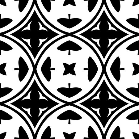 floral seamless pattern background.Geometric ornament for wallpapers and backgrounds. Black and white pattern.のイラスト素材