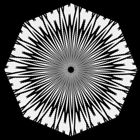 Geometric vector mandala with triangular elements. abstract ornament for wallpapers and backgrounds. Black and white pattern.のイラスト素材