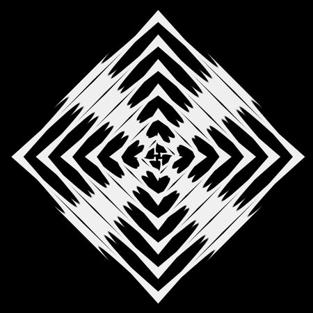 Geometric vector mandala with triangular elements. abstract ornament for wallpapers and backgrounds. Black and white pattern.のイラスト素材