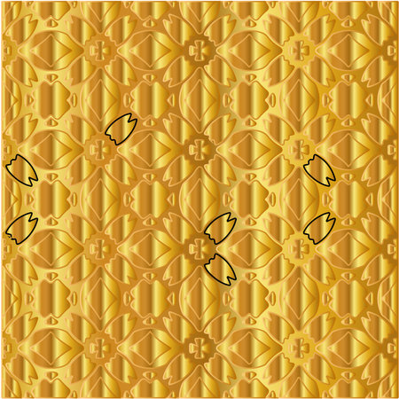 Geometric vector pattern with yellow and white gradient. gold ornament for wallpapers and background.のイラスト素材