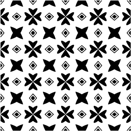 Seamless vector pattern in geometric ornamental style. Black ornament.のイラスト素材