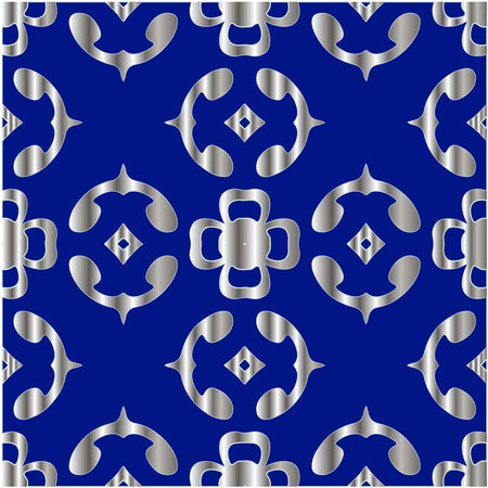 metal pattern on a blue background. pattern for fabric, wallpaper, packaging. Decorative print.のイラスト素材