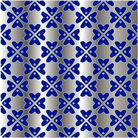 metal pattern on a blue background. pattern for fabric, wallpaper, packaging. Decorative print.のイラスト素材