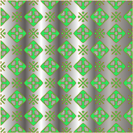 metal pattern on a green background. pattern for fabric, wallpaper, packaging. Decorative print.のイラスト素材