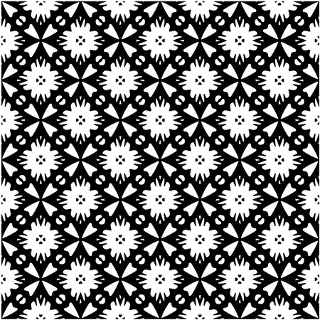 Flower geometric pattern. Seamless vector background. White and black ornament. Ornament for fabric,...