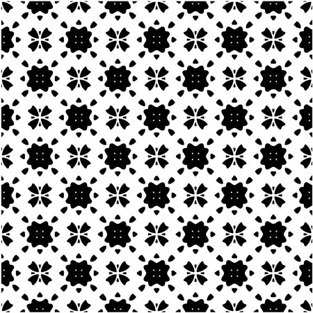 Flower geometric pattern. Seamless vector background. White and black ornament. Ornament for fabric,...