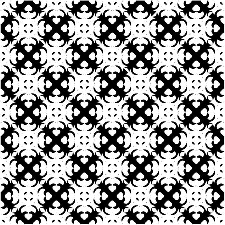 Flower geometric pattern. Seamless vector background. White and black ornament. Ornament for fabric,...