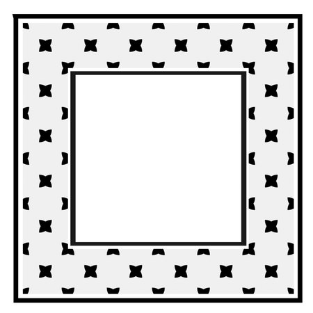 Black and white rectangle frame with linear border ornament, vector certificate template, decorative design element in retro style.のイラスト素材