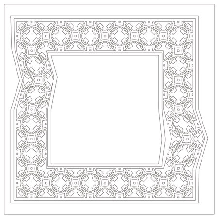 Decorative line art frames for design template. Elegant element for design in Eastern style, place for text. Black outline floral border. Lace vector illustration for invitations and greeting cardsのイラスト素材