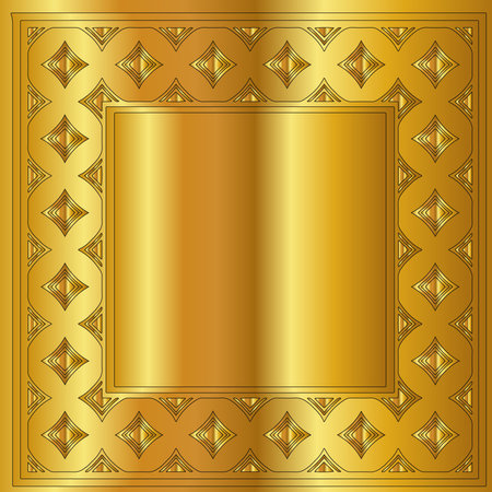 gold frame for design template. Elegant element for design in Eastern style, place for text. Black outline floral border. Lace vectorのイラスト素材