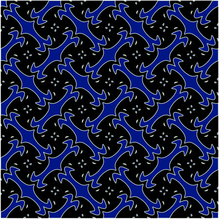 vector pattern in geometric ornamental style. Black and white and blue pattern.のイラスト素材