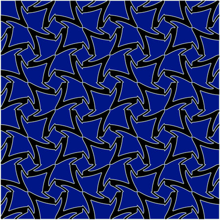vector pattern in geometric ornamental style. Black and white and blue pattern.のイラスト素材