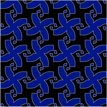 vector pattern in geometric ornamental style. Black and white and blue pattern.のイラスト素材