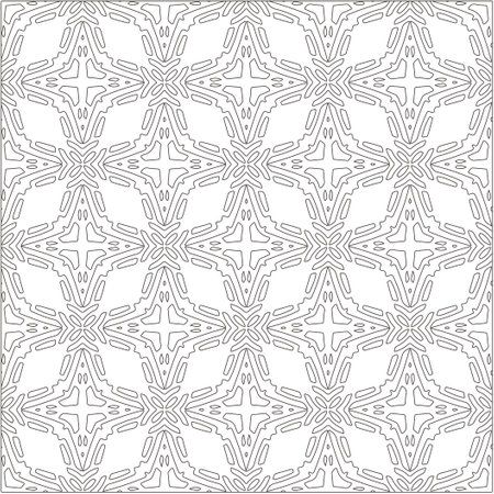 floral pattern background.Repeating geometric tiles from striped elements. Black pattern.のイラスト素材