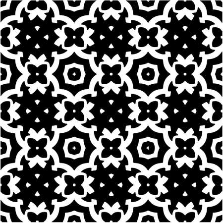 floral seamless pattern background.Geometric ornament for wallpapers and backgrounds. Black and white pattern.のイラスト素材