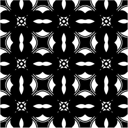 floral seamless pattern background.Geometric ornament for wallpapers and backgrounds. Black and white pattern.のイラスト素材