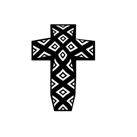 cross with black and white patterns on a white background.のイラスト素材