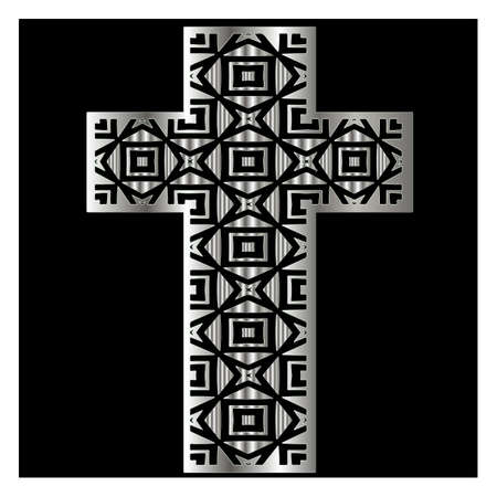 cross with patterns of metal on a black background.のイラスト素材