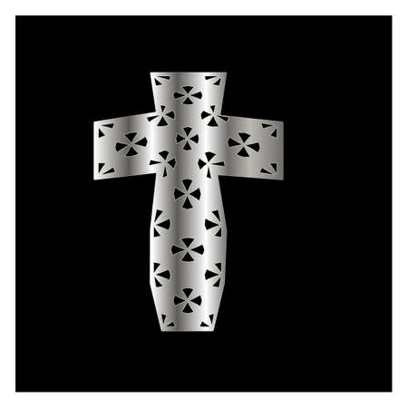 cross with patterns of metal on a black background.のイラスト素材