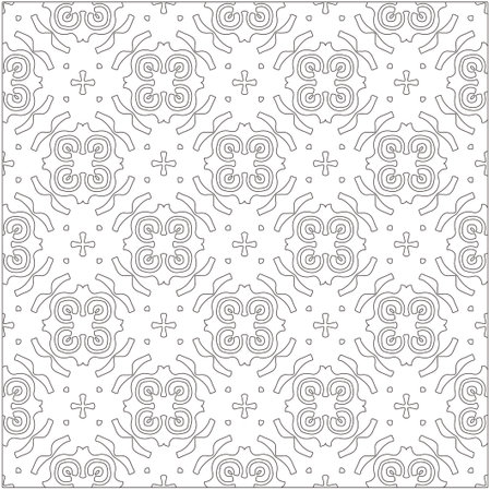 Vector pattern with symmetrical elements. Repeating geometric tiles from striped elements. black patterns.のイラスト素材